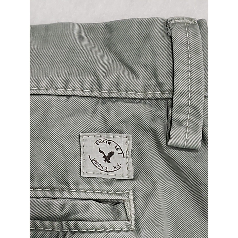 American Eagle Shorts Mens 34 Prep Fit Olive Green Chino Casual Flat Front - Picture 11 of 11